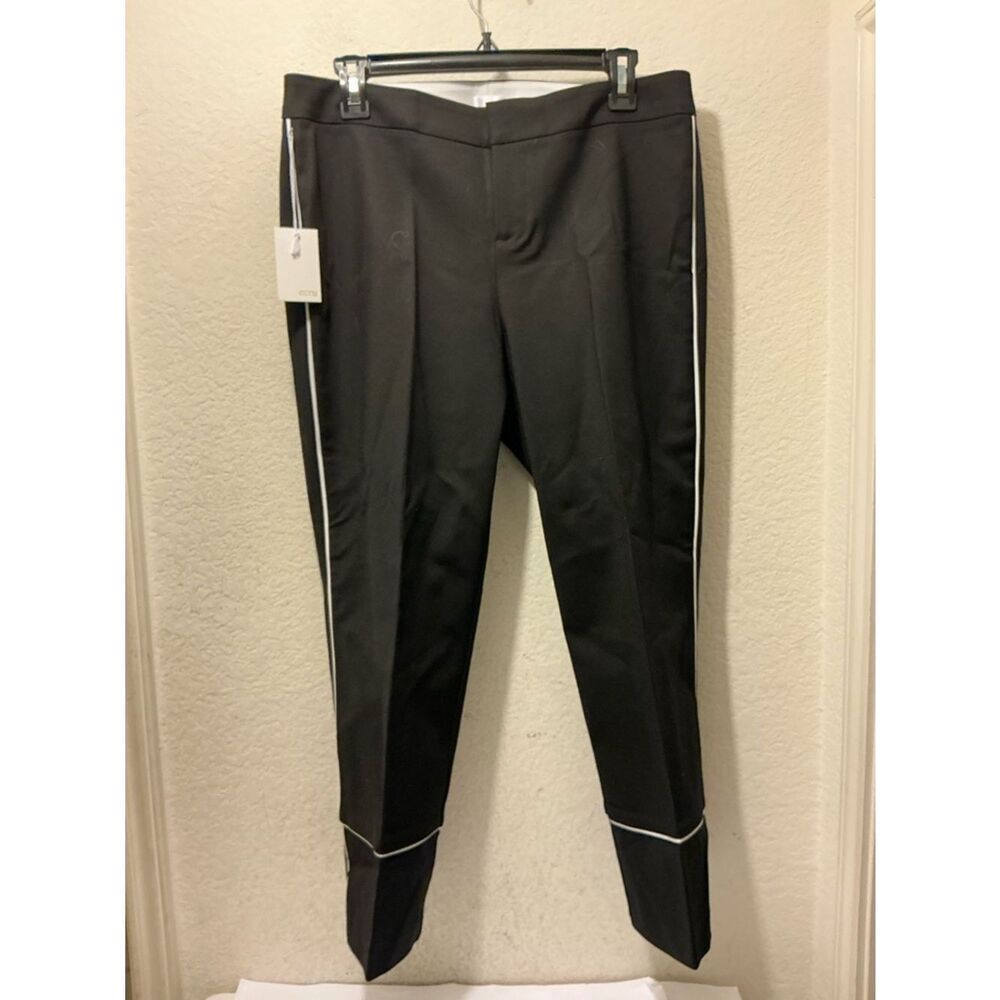 NWT Ecru Waverly Black Cropped Pants with White Piping Size 10 $165